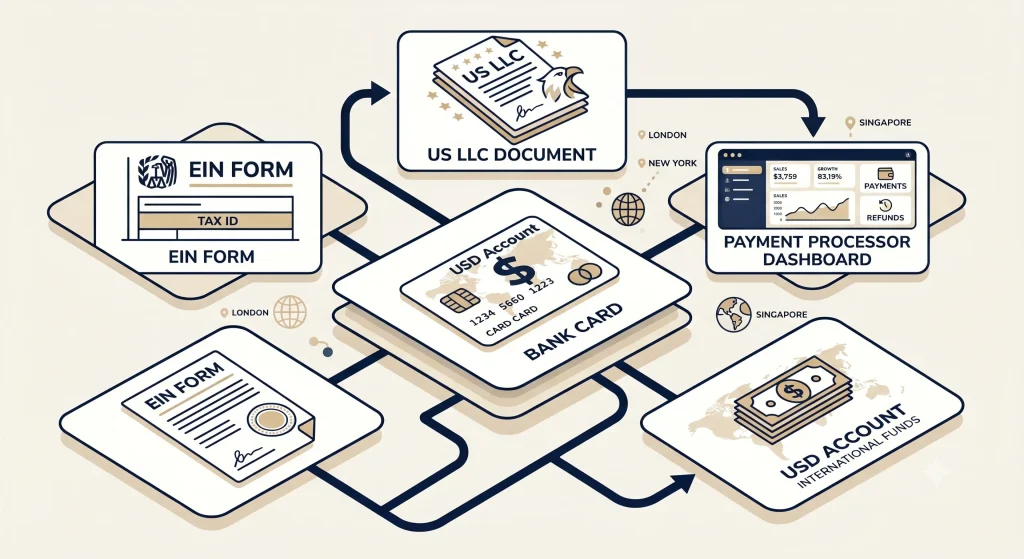 US LLC banking readiness with EIN, payment processing and USD business account preparation