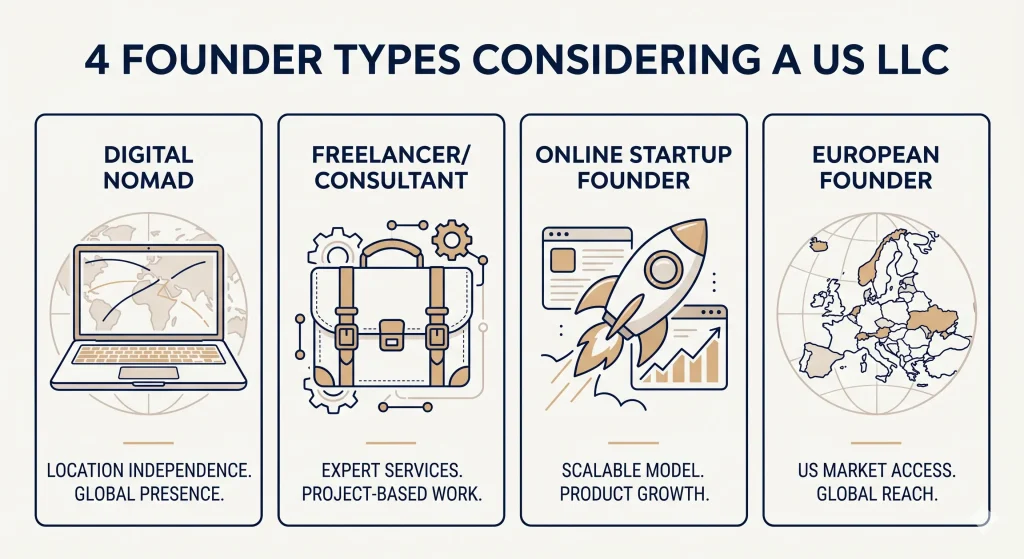 Founder types who may consider a US LLC as non-US residents
