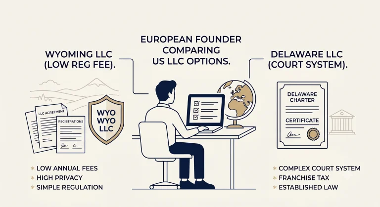 Wyoming LLC vs Delaware LLC comparison for European entrepreneurs
